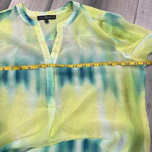 FRED DAVID MULTI COLOR BUTTON DOWN TOP SHIRT BLOUSE XL - Picture 9 of 9